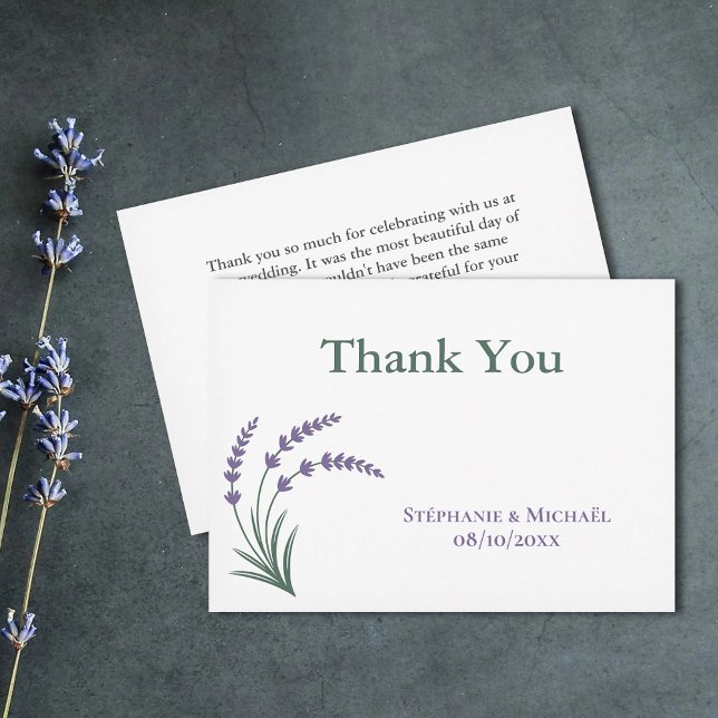 Simple Lavender Wedding Thank You Card Einladung (Simple Lavender Wedding Thank You Card)