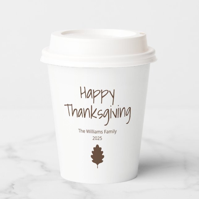 Simple Leaf Modern Family Thanksgiving Dinner Pappbecher (Vorderseite)