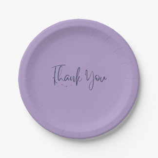 Simple light purple family picnic paper plates  pappteller