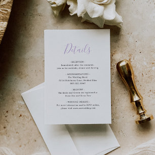 Simple Lilac Elegant Wedding Begleitkarte