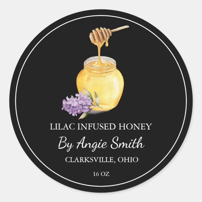 Simple Lilac Infused Honey Label Runder Aufkleber (Vorderseite)