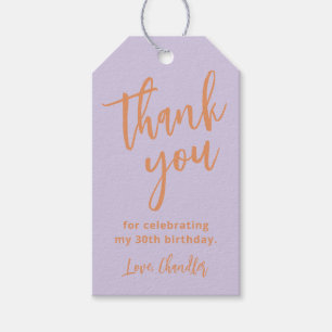 Simple Lilac Lila Birthday Party Danke Geschenkanhänger