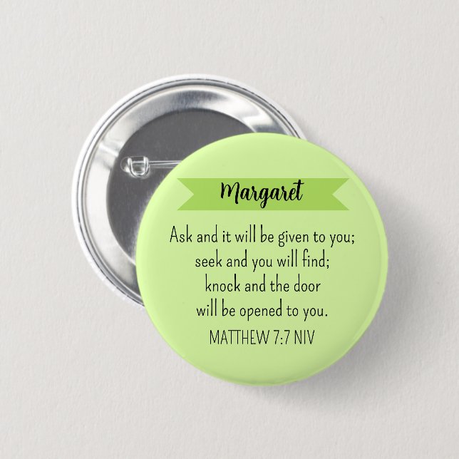 Simple Lime Green Frage Gottsbibel Verse Christlic Button (Vorne & Hinten)