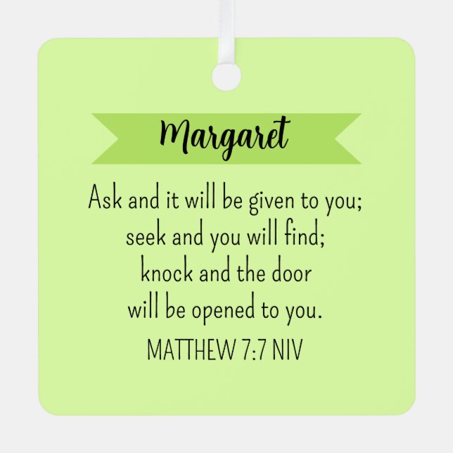 Simple Lime Green Frage Gottsbibel Verse Christlic Ornament Aus Metall (Vorderseite)