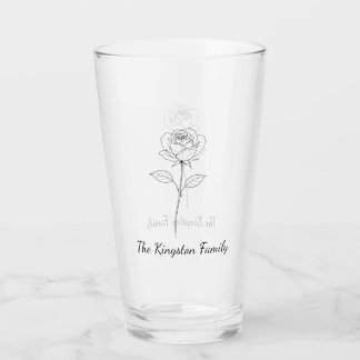 Simple Line Art Rose Custom Name Glas