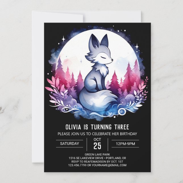 Simple Little Wolf Birthday Einladung (Vorderseite)