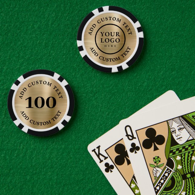 Simple Logo and Text Business Gold Promotional Pokerchips (Pokertisch (doppelt))