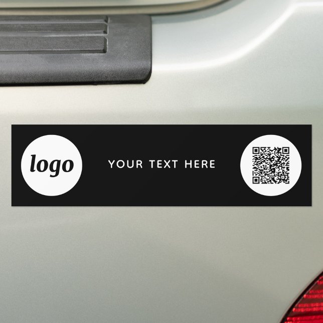 Simple Logo and Text Business QR Code Promotional Autoaufkleber (Simple logo with custom text QR code business branding promotional bumper sticker)