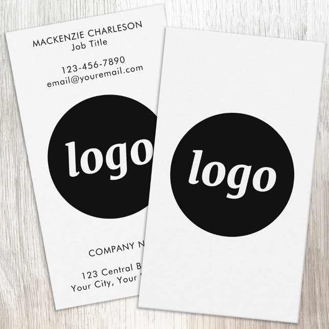 Simple Logo and Text Vertical Visitenkarte (Simple logo with custom text business branding promotional business cards)