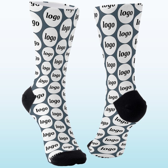 Simple Logo Business Pattern Charcoal Gray Socken (Simple logo pattern business branding promotional charcoal gray socks)
