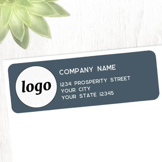 Simple Logo Company Return Address Charcoal Gray (Simple logo with custom text business branding promotional company return address label)
