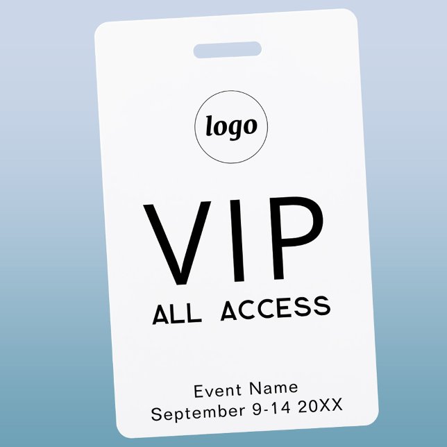 Simple Logo Minimalist VIP All Access Pass Event Ausweis (Simple logo custom text VIP all access ID pass)