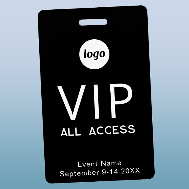 Simple Logo Minimalist VIP Event Ausweis (Simple logo custom text VIP all access pass black)