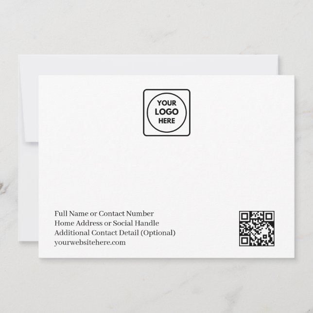Simple Logo QR Code Business Note Card Mitteilungskarte (Vorderseite)