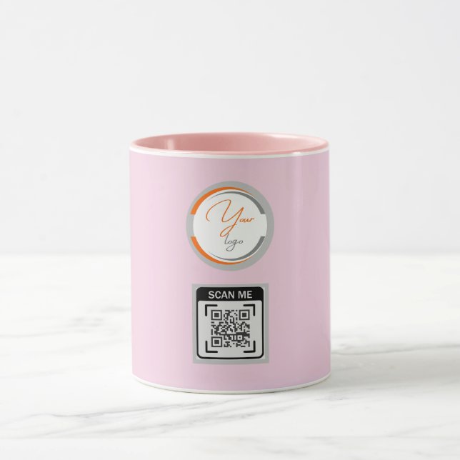Simple Logo QR Code Business Pink Tasse (Zentrum)