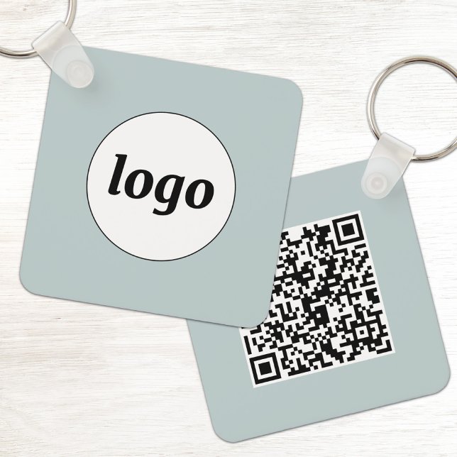 Simple Logo QR Code Business Schlüsselanhänger (Simple logo with QR code business branding promotional keychain)
