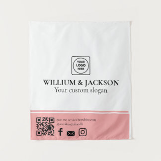 Simple Logo QR Vendor Event Promotional Display Wandteppich