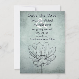 Simple Lotus Blume Dusty Blue Aquamarin Wedding Save The Date