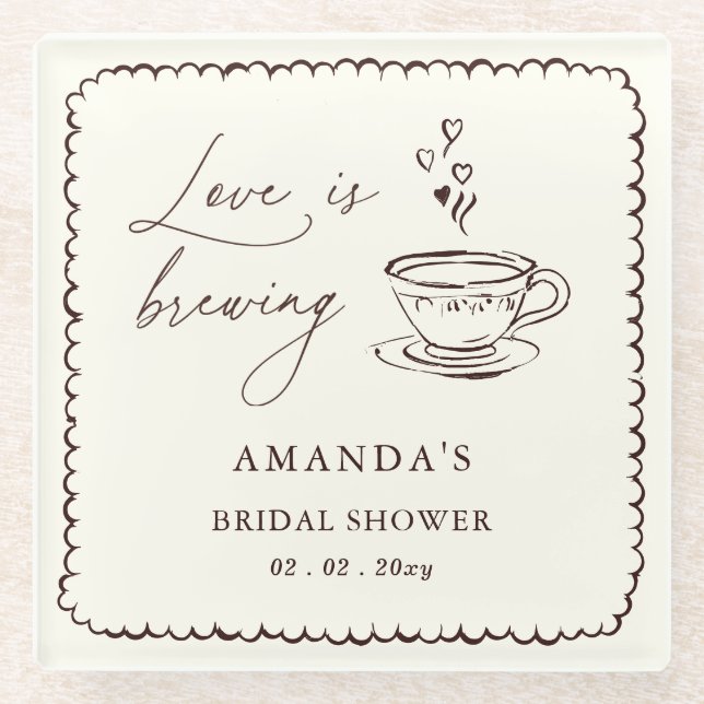 Simple Love is Brewing Coffee Bridal Shower  Glasuntersetzer (Vorderseite)