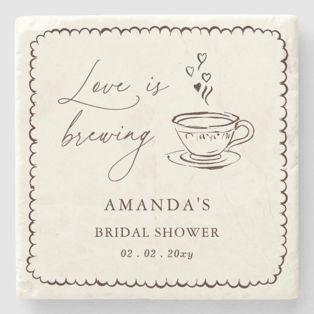 Simple Love is Brewing Coffee Bridal Shower  Steinuntersetzer (Vorderseite)