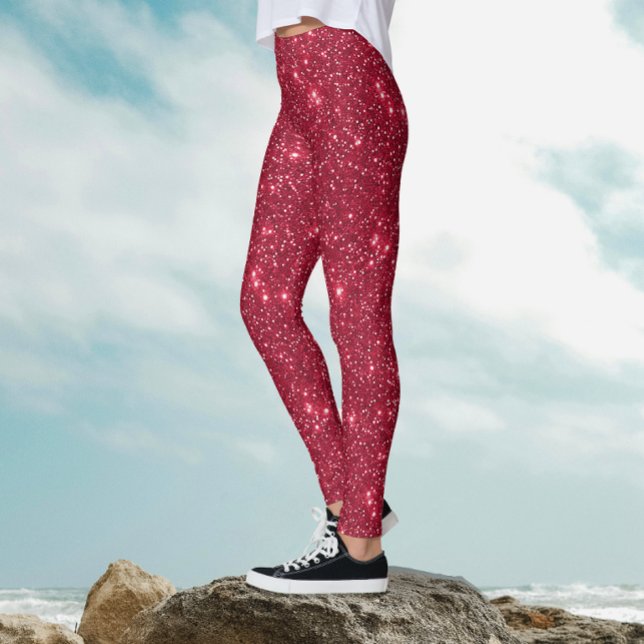 Simple Luxury Royal Red Sparkle Glitzer Pattern Leggings (Von Creator hochgeladen)