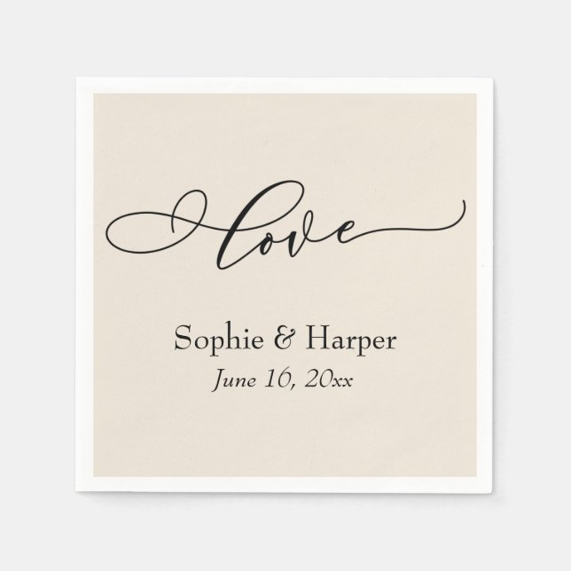 Simple Luxury Script Schriftart Liebe Typografie C Serviette (Vorderseite)