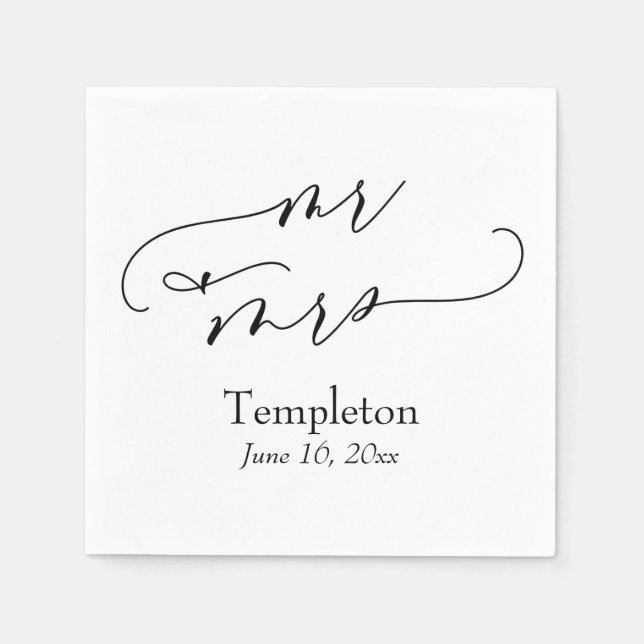 Simple Luxury Script Schriftart Mr. & Mrs. Serviette (Vorderseite)