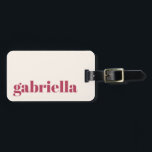 Simple Magenta Bold Typografy Personalisiert Name Gepäckanhänger<br><div class="desc">Bold Modern Typografy Personalisiert Name Luggage Tag in Magenta</div>