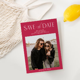 Simple Magenta Foto Save the Date Einladung