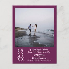 Simple Magenta Lila Wedding Save the Date Foto Postkarte