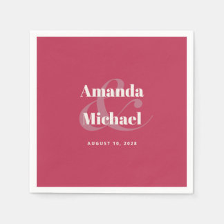 Simple Magenta Moderne Minimalistische Hochzeit Serviette