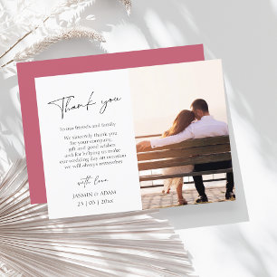 Simple Magenta Pink Script Foto Hochzeit Vielen Da Postkarte
