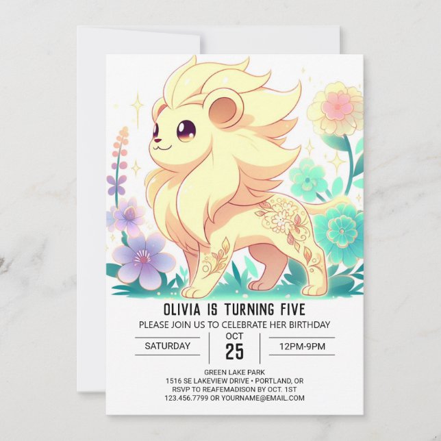 Simple Magic Lion Digital Geburtstag Einladung (Vorderseite)