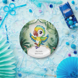 Simple Magic Parrot Birthday Pappteller