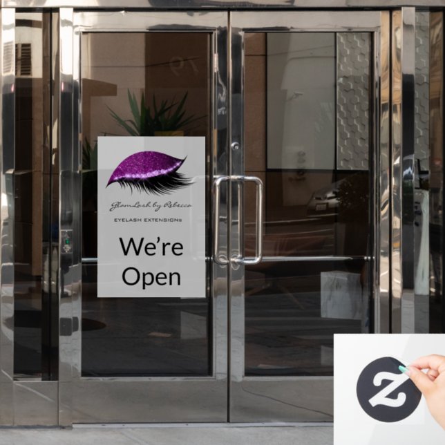 Simple Makeup Beauty Eyelash Glitzer Wir sind offe Fensteraufkleber (Büro Tür)