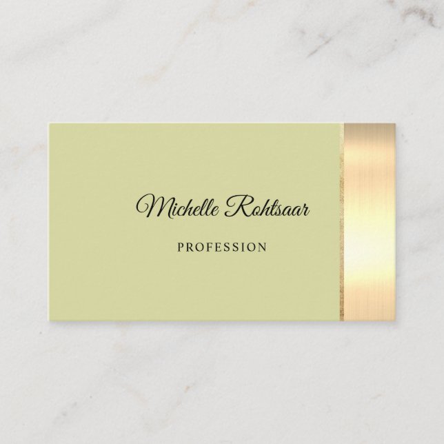Simple Matcha Powder Green Metallic Visitenkarte (Vorderseite)