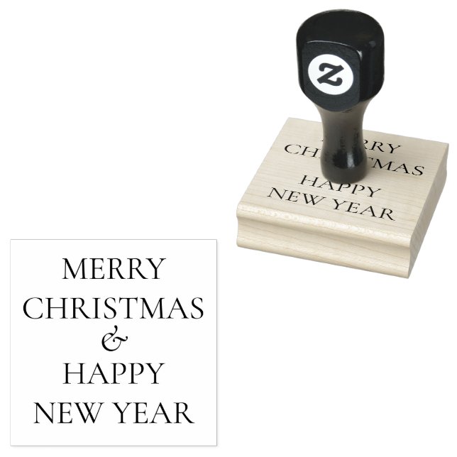 Simple Merry Christmas happy New Year Gummistempel (Stempel)