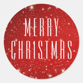 Simple MERRY CHRISTMAS Red White Runder Aufkleber