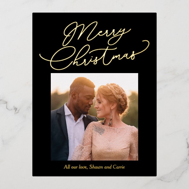 Simple Message Fox Weihnachtskarte Folien Feiertagspostkarte (Vorderseite)