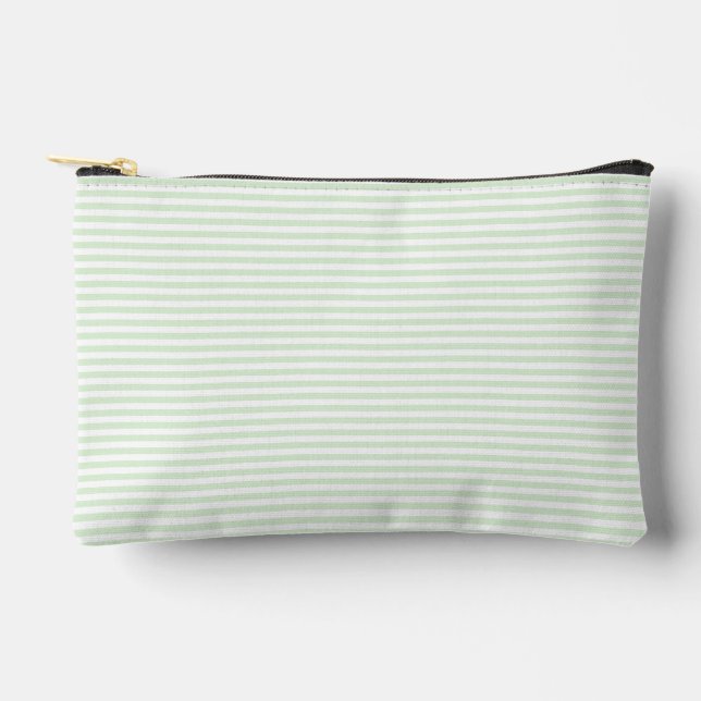 Simple Milky Jade Green Narrow Stripe Zubehörtasche (Vorderseite)