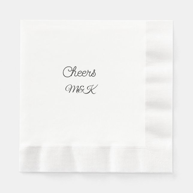 Simple minimal add name cheers couple name custom  serviette (Vorderseite)