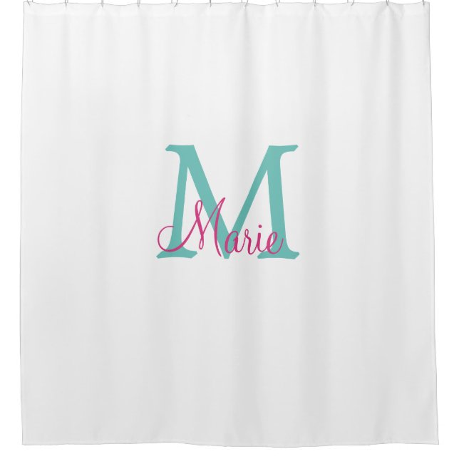 simple minimal add name monogram green pink blue t duschvorhang (Vorderseite)