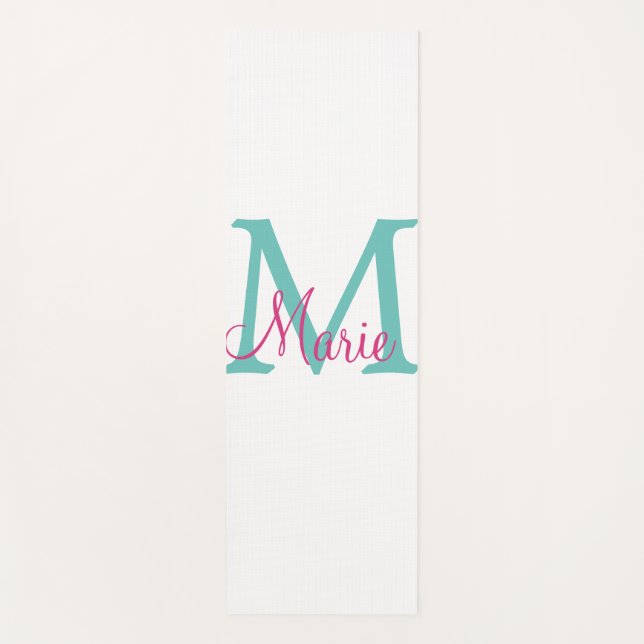 simple minimal add name monogram green pink blue t yogamatte (Vorderseite)
