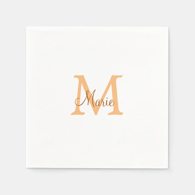 simple minimal add name monogram orange brown  thr serviette (Vorderseite)