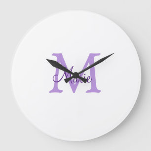 simple minimal add name monogram pink red   throw  große wanduhr