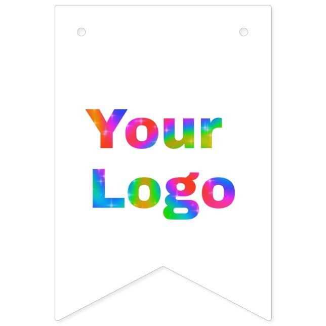 simple minimal add your logo business name text wimpelkette (Erste Fahne)