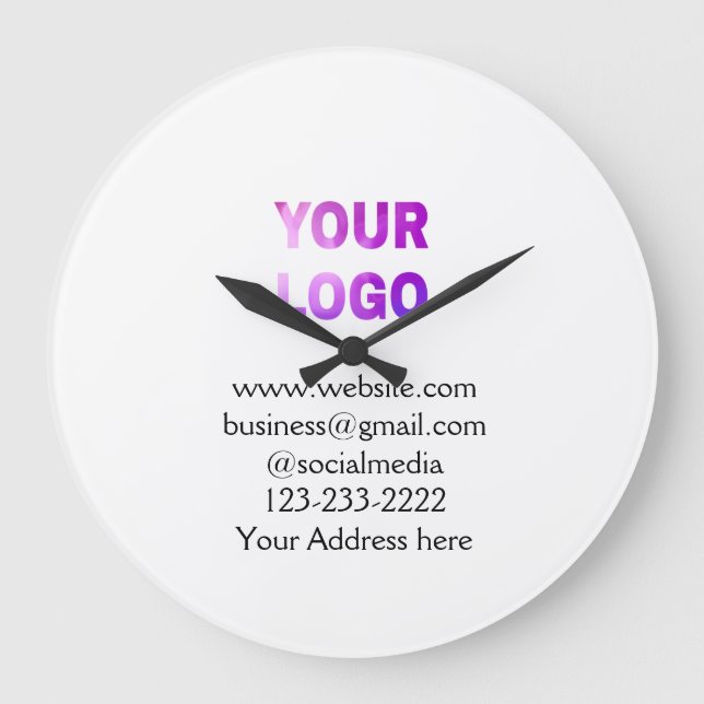 simple minimal add your logo/design here text  pos große wanduhr (Vorderseite)