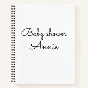 simple minimal add your name text baby shower thro notizbuch