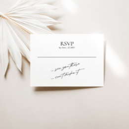 Simple Minimal Black and White Wedding  RSVP Karte
