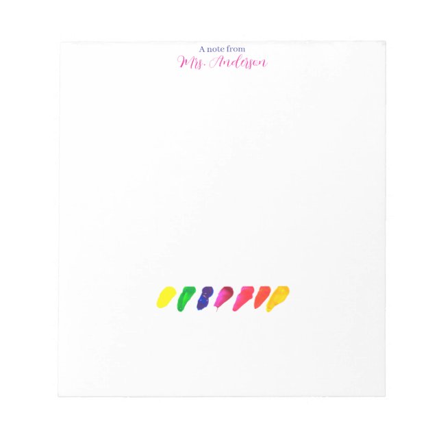 Simple Minimal Colored Kindergarten Teacher Notizblock (Vorderseite)